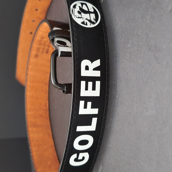 Genuine Leather Italian Style Black/Brown Men's Golfer Belt,M/M 34"-36". - Picture 3 of 10